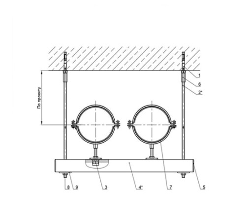 Крепления двух трубопроводов к перекрытию в Барановичах