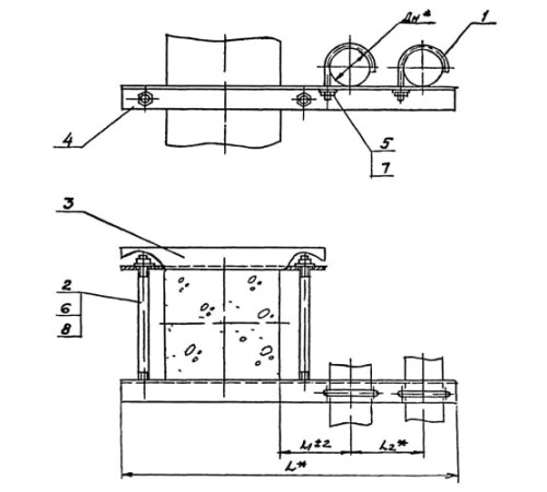 Крепления двух трубопроводов к колонне в Барановичах