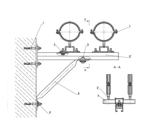Крепления двух трубопроводов к стене в Барановичах