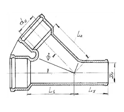 Косые чугунные тройники 45° в Барановичах с доставкой по Беларуси