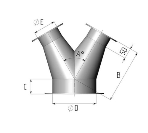 Титановые неравнопроходные Y-тройники для воздуховодов в Барановичах